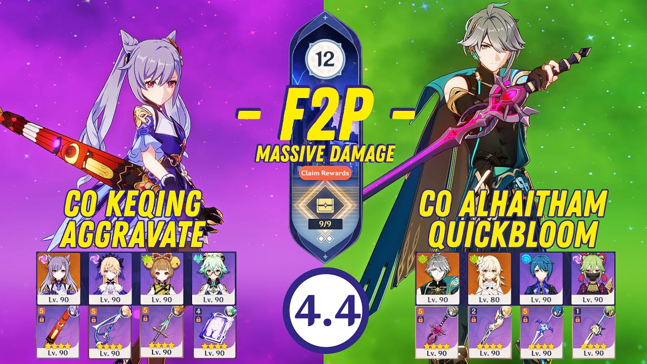 F2P Abyss 4.5 - C0 Keqing Aggravate & C0 Alhaitham Quickbloom