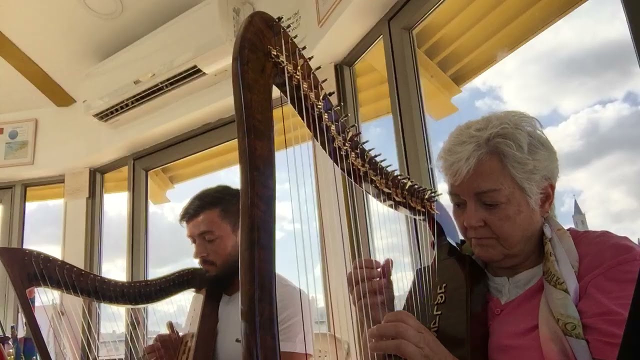 #PeggyPowers and friend playing beautiful harp music  in Israel 