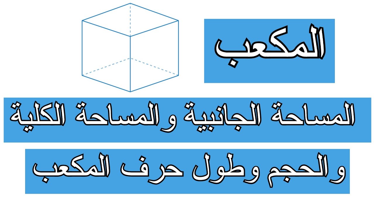 المكعب | حجم المكعب والمساحة الكلية والجانبية للمكعب وطول حرف المكعب