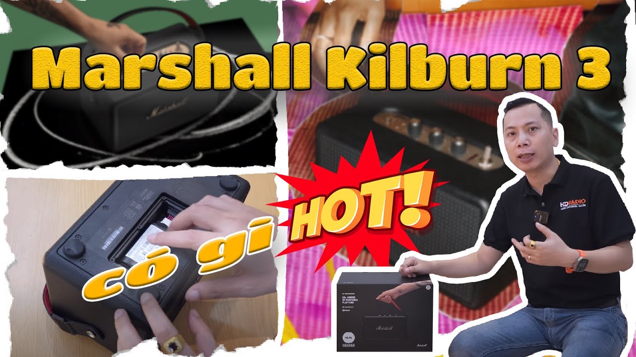 Mở Hộp Loa Marshall Kilburn 3 Chính Hãng Mới Loa di động "CHẤT" với Pin 50h, Bluetooth 5.3, Auracast
