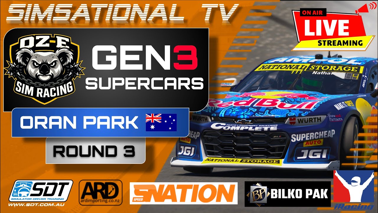 OZ-E SIM RACING - GEN3 SUPERCARS - R3 - ORAN PARK