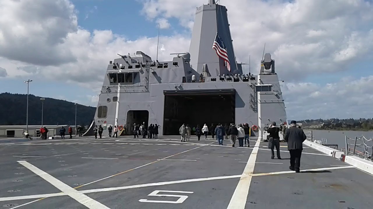 On the back flight deck on the LPD USS Portland