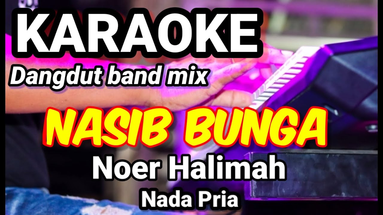 NASIB BUNGA - Noer Halimah | Karaoke dut band mix nada pria | Lirik