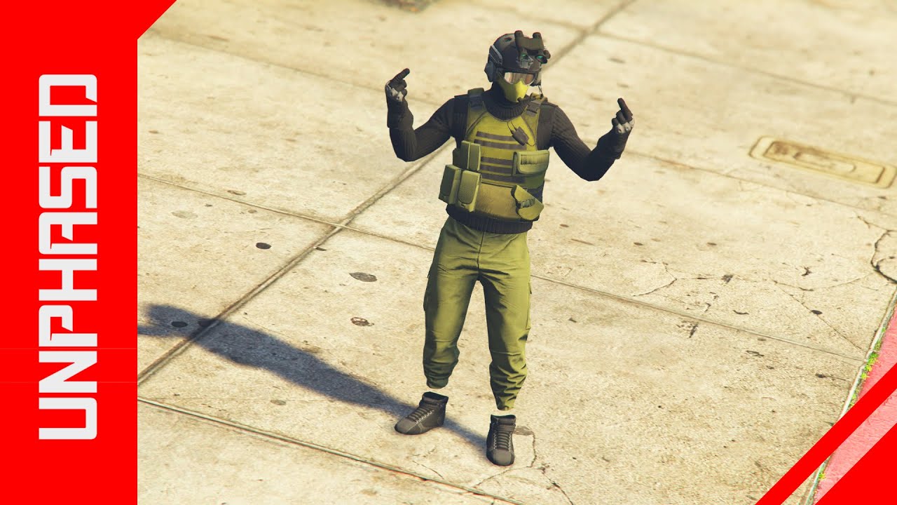 GTA 5 *UPDATED* KHAKI & BLACK MODDED OUTFIT TUTORIAL - WITH POUCHES!!!