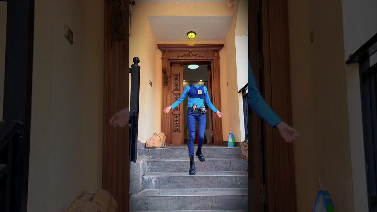 The rabbit officer's head actually ran away from home.