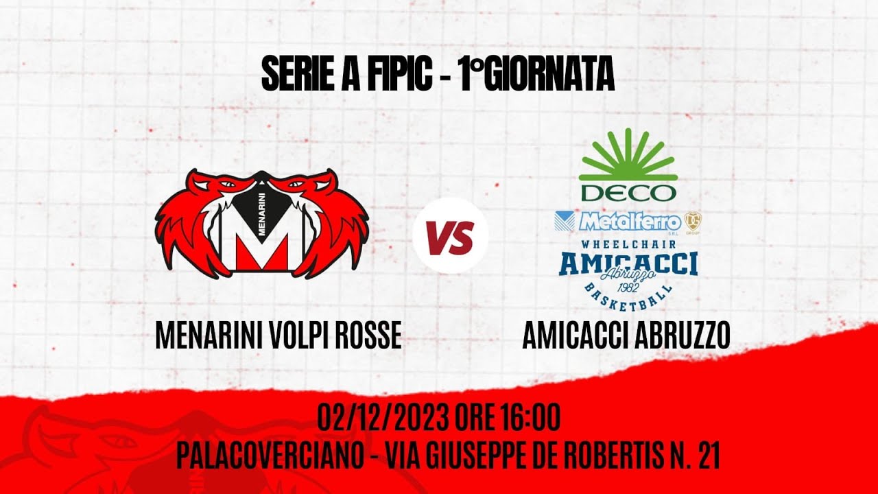 🏀 Volpi Rosse Menarini vs Amicacci Abruzzo 🏀