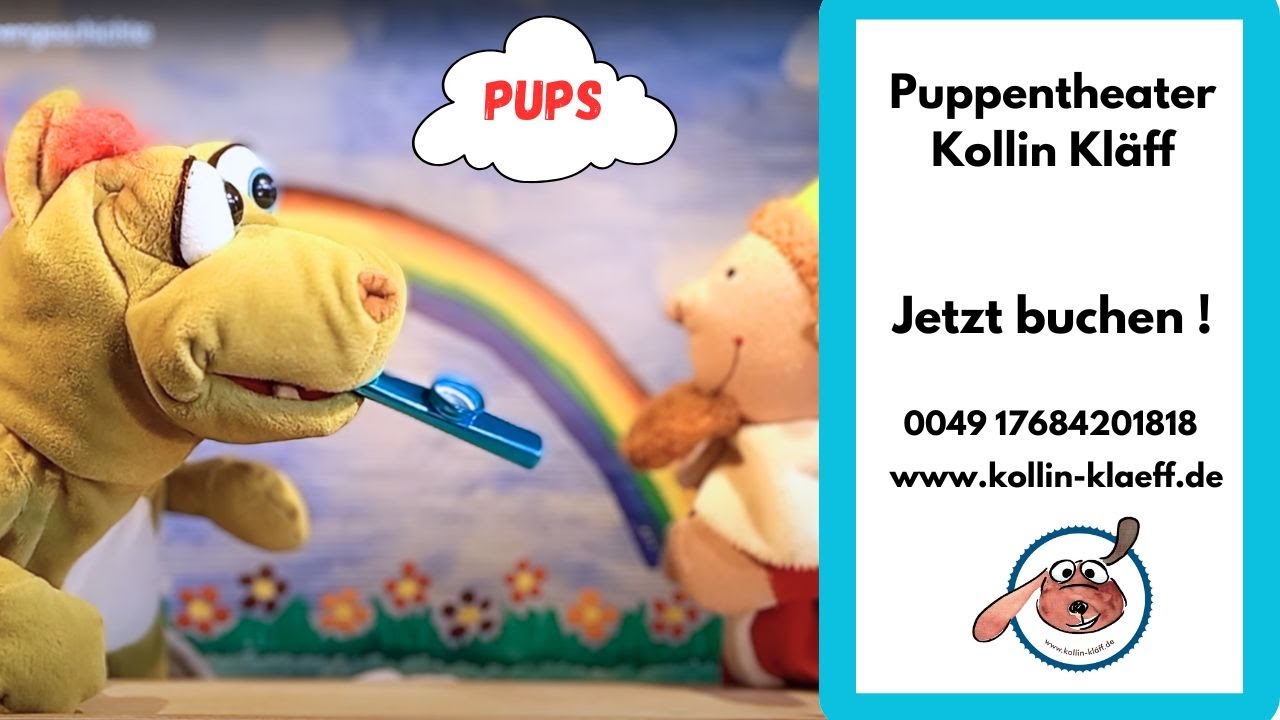 Kindershow buchen: Puppentheater mit Kollin Kläff - mit leisen und lauten Tönen für Kinder