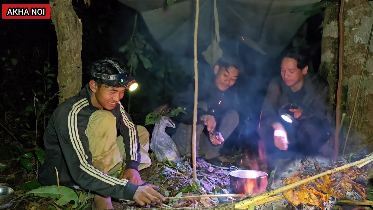 นอนป่าล่าสัตว์บนภูเขาโดนฝนถล่มหนัก[อาข่าน้อย]