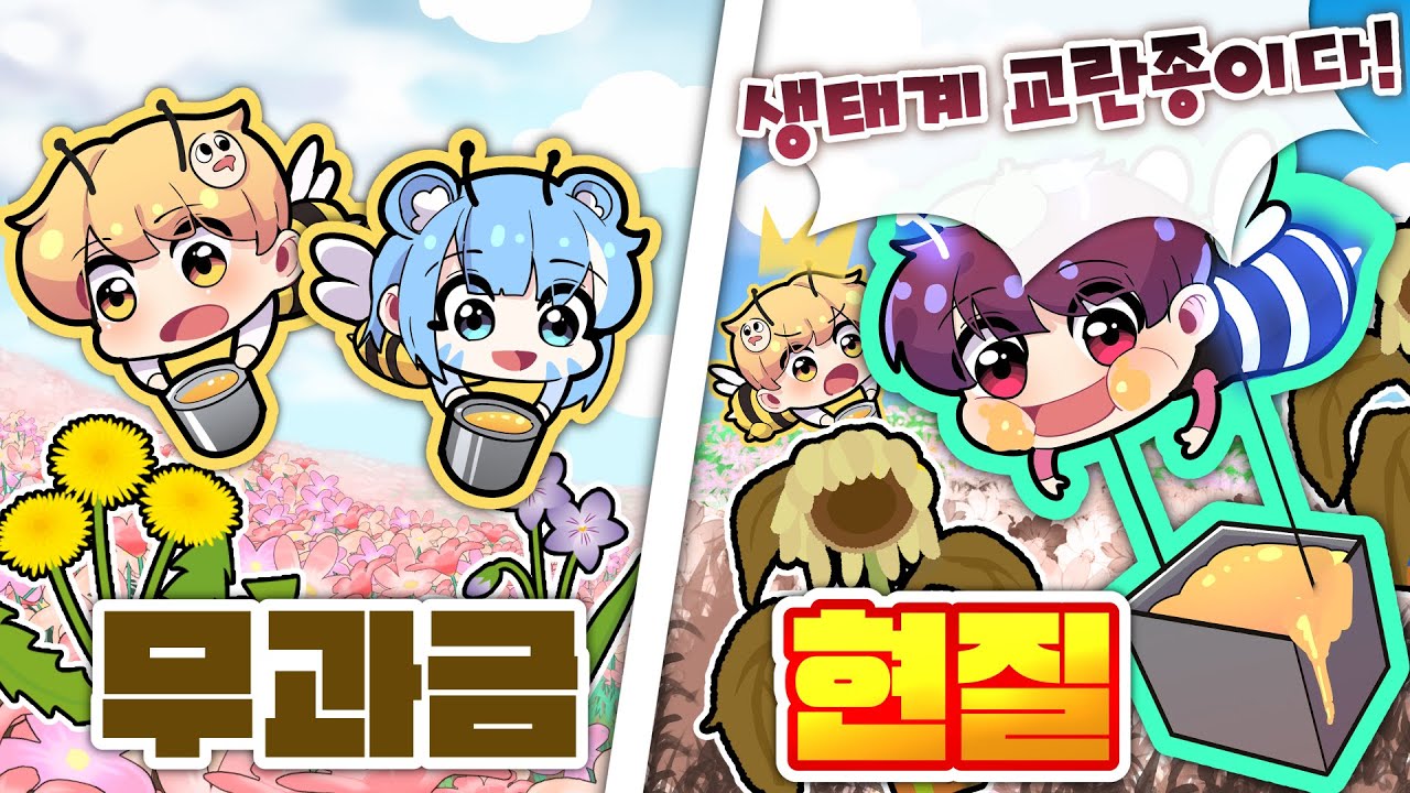 귀여운 꿀벌 들의 먹이를 뺏어먹겠습니다 ㅋㅋ 무과금VS현질 꿀벌편