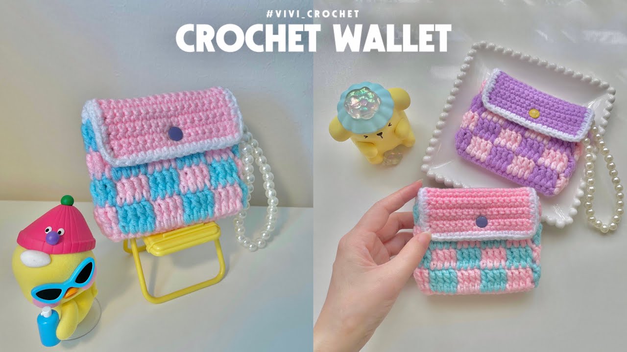 How To Crochet Wallet | Crochet Checkered Card Holder 💜