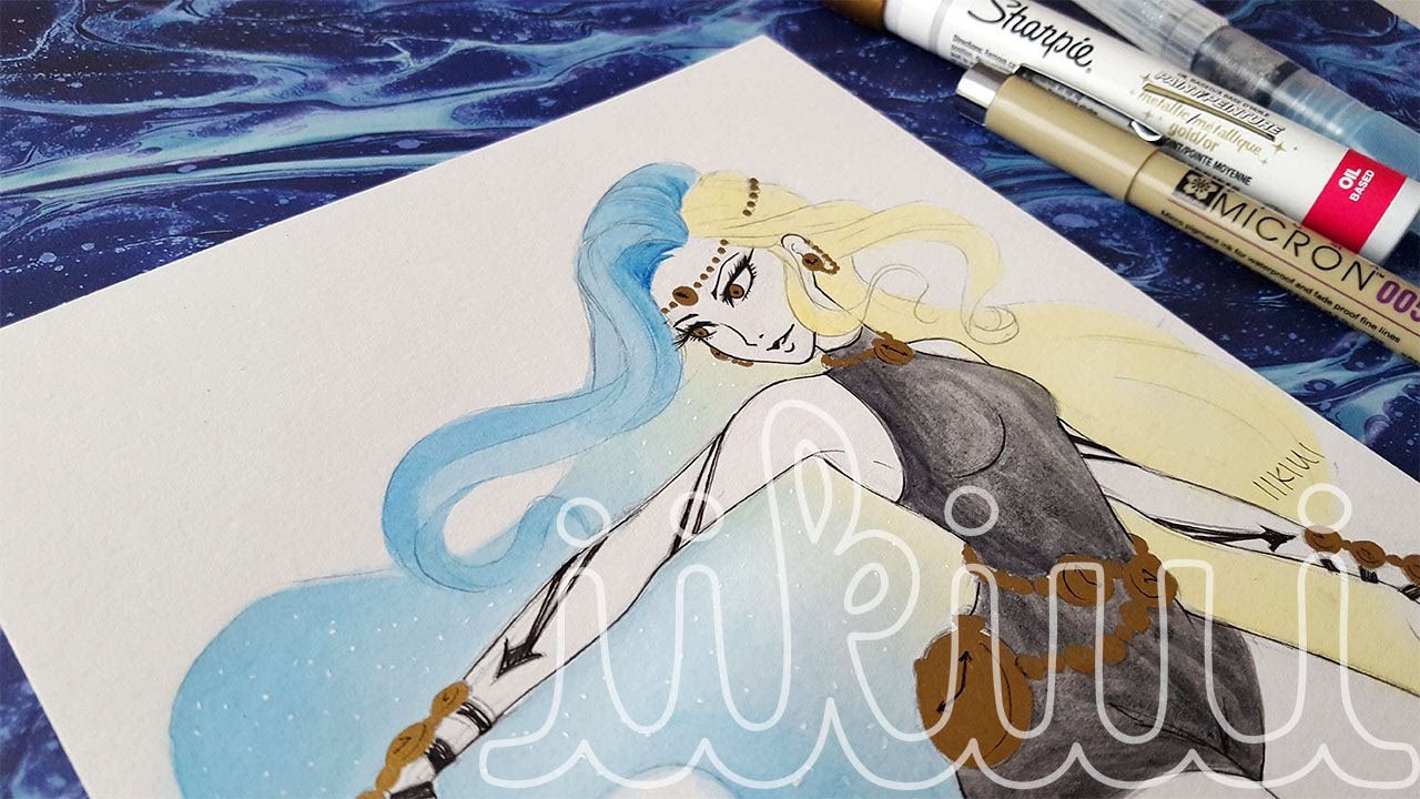 Elemental Ladies Series: Time (#7) - Watercolor Speedpaint - ♡iiKiui