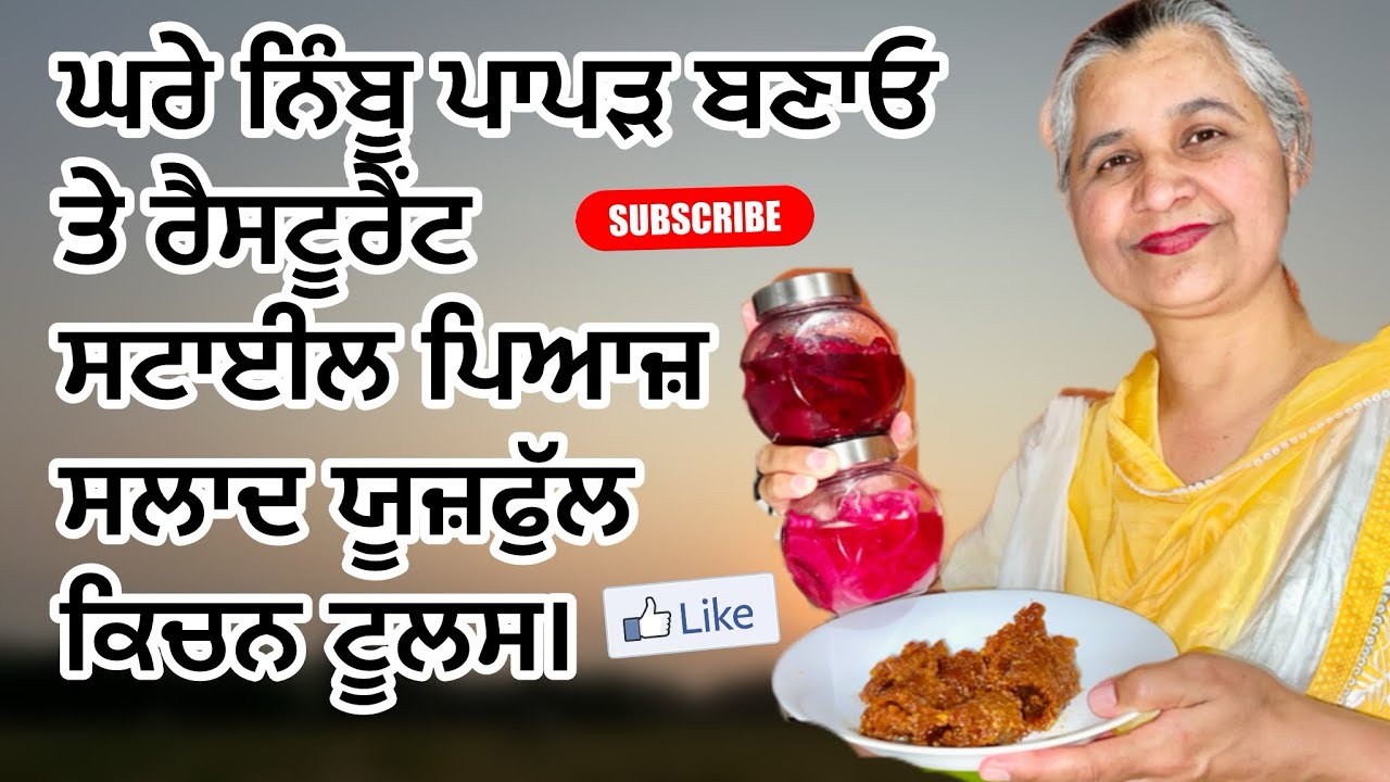 ਨਿੰਬੂ ਪਾਪੜ ਘਰ ਬਣਾਓ ਤੇ ਰੈਸਟੂਰੈਂਟ ਸਟਾਈਲ ਪਿਆਜ਼ ਸਲਾਦ ਤੇ ਯੂਜ਼ਫੁੱਲ ਕਿਚਨ ਟੂਲਜ਼। #subscribe #cooking#like