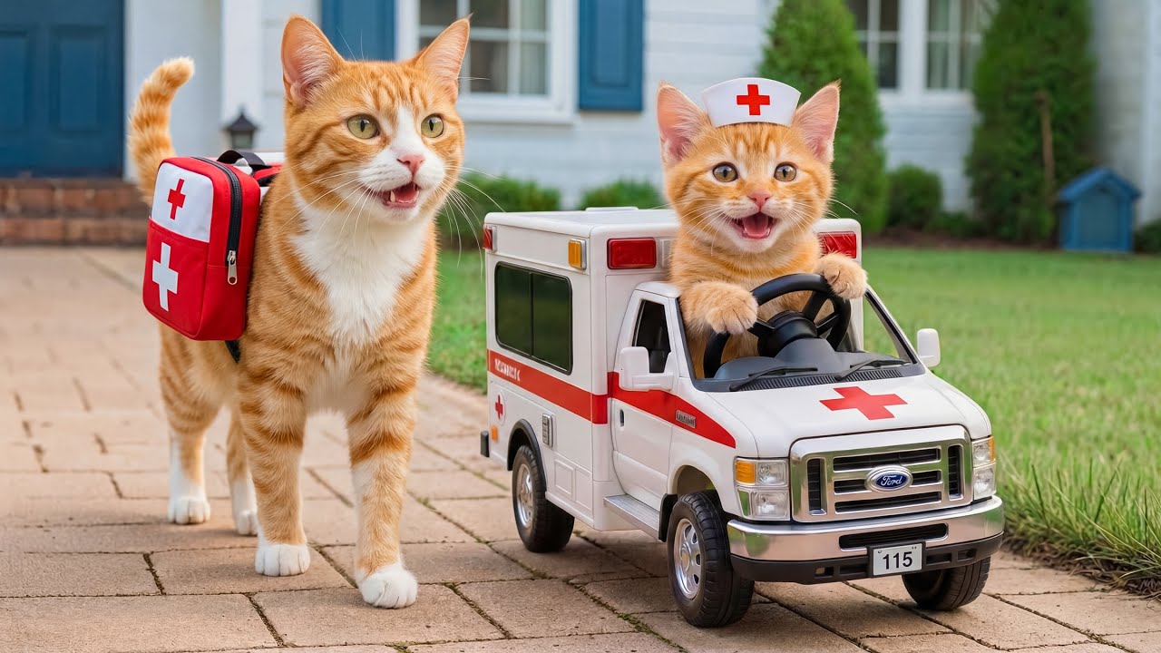 Kitten Pretend Play Doctor 🚑🐱 | Cute Kitten Plays Doctor with Ambulance | Dream of Becoming a Doctor