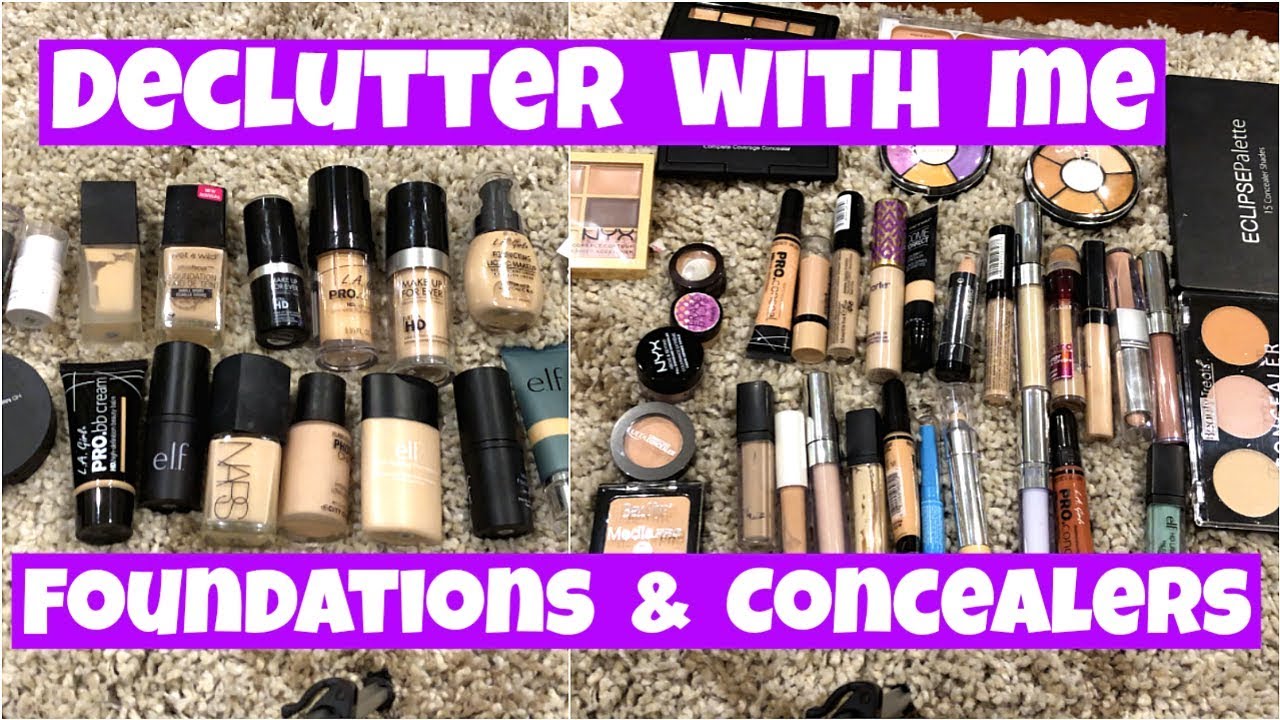 Declutter Makeup Collection With Me 2018 - Part 1 Foundations & Concealers