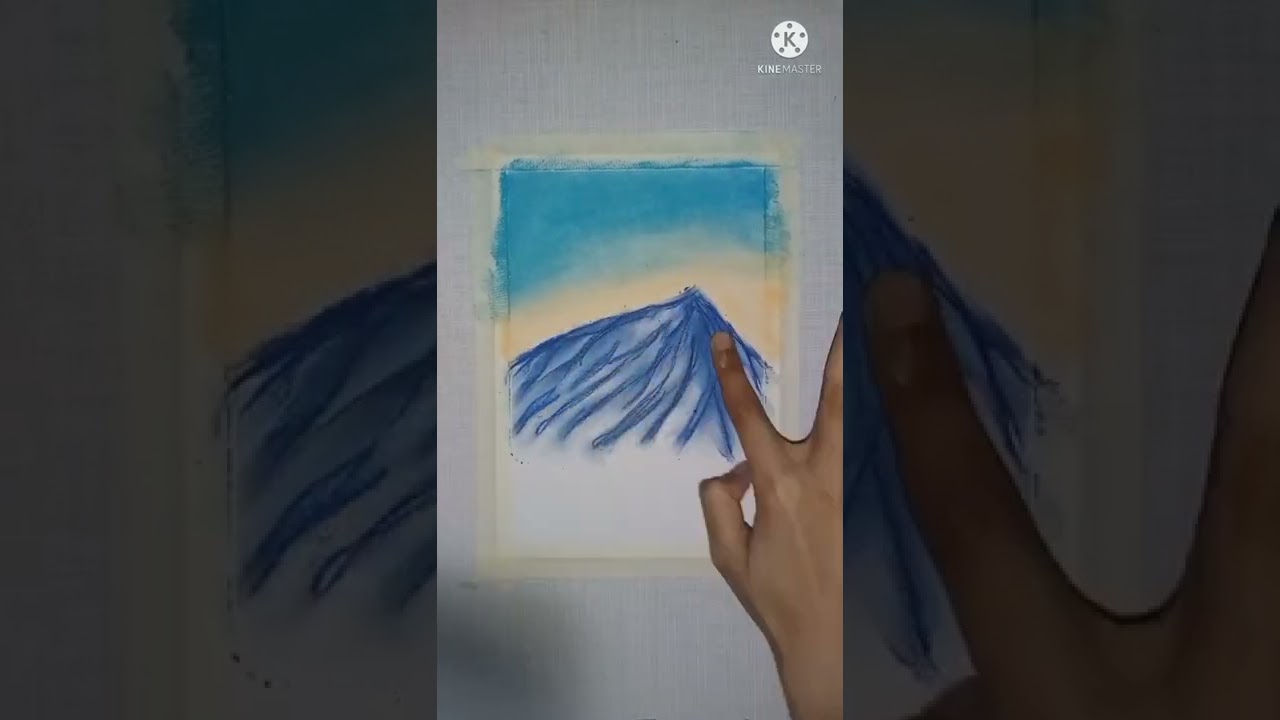 Easy soft pastel mountain landscape drawing #shorts