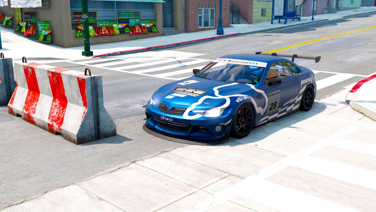 Double Flatbed Trailer Truck vs Speedbumps Train vs Cars | Tractor vs Train Beamng.Drive