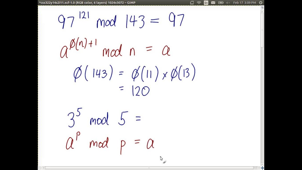 Eulers Theorem, Fermats Theorem and Discrete Logarithms (CSS322, L11, Y14)