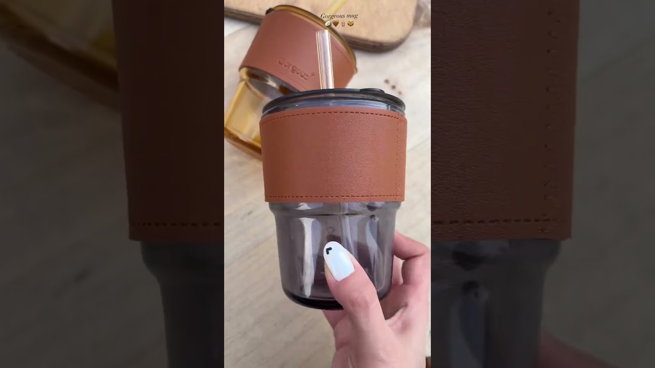 Home Glass Coffee Mug/Tea Cup with Glass Straw and Leakproof Lid Travel