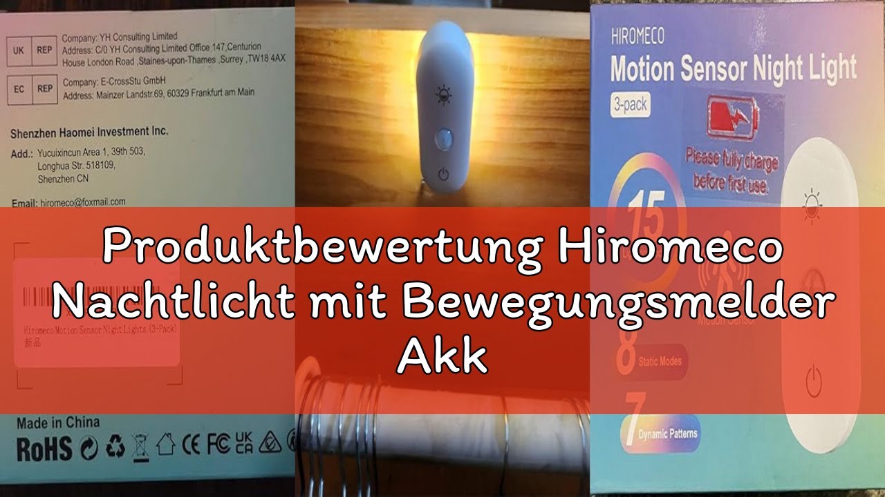Produktbewertung Hiromeco Nachtlicht mit Bewegungsmelder Akku: 3er Set Aufladbar Treppenlicht mit Be