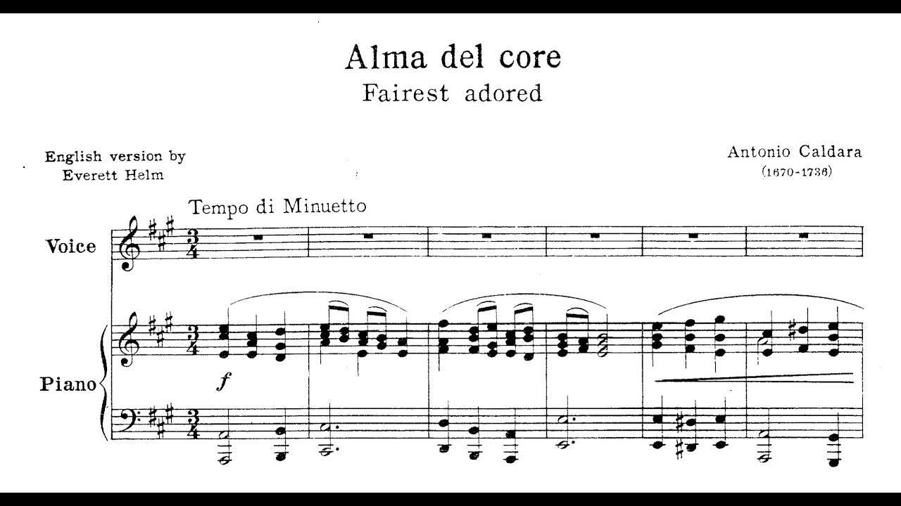 Alma del core (Antonio Caldara) - A Major Piano Accompaniment - Karaoke