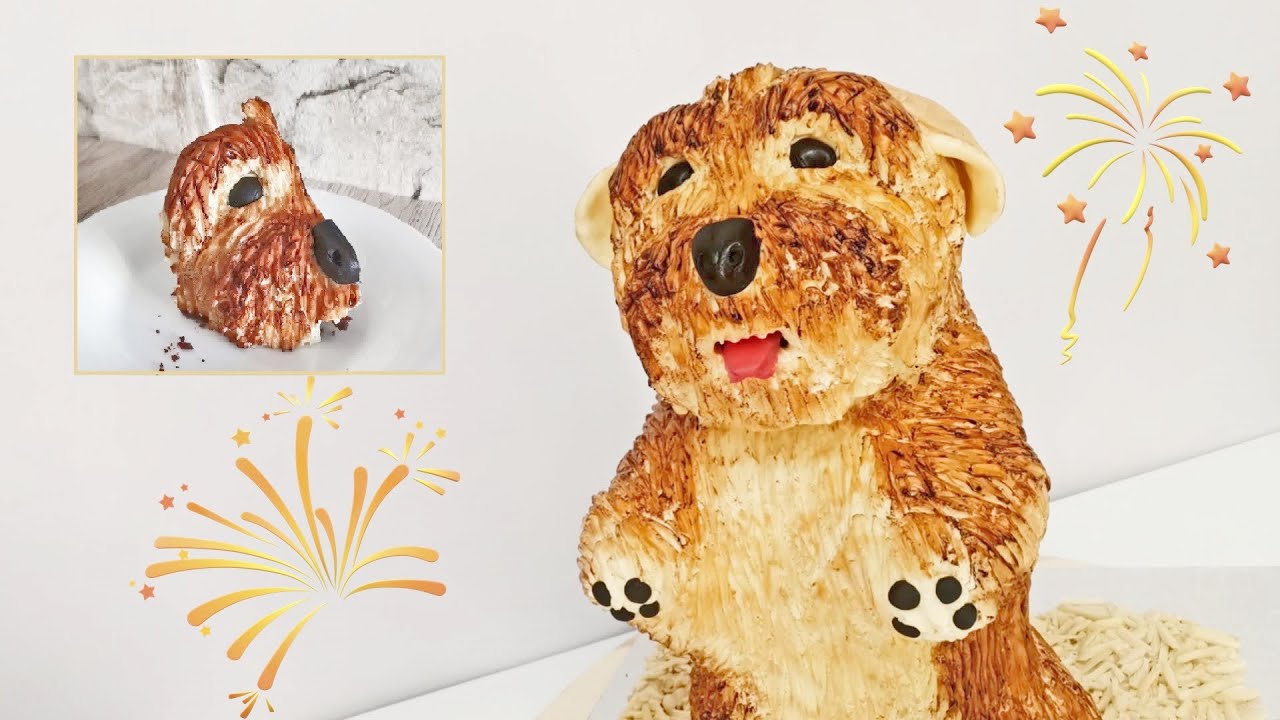 Puppy 3D Cake. Hündchen 3D Torte Tutorial - Step by step - تورتة  كلب مجسمه