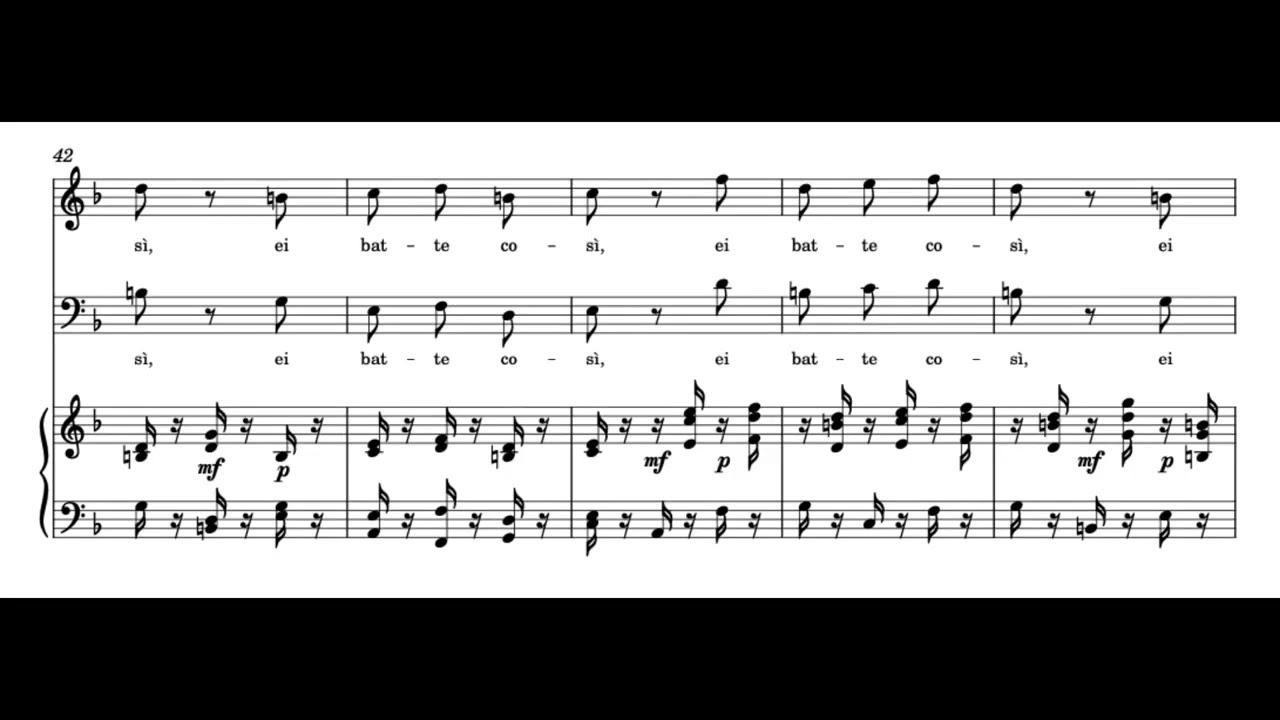 Il core vi dono (Così fan tutte - W.A. Mozart) Score Animation