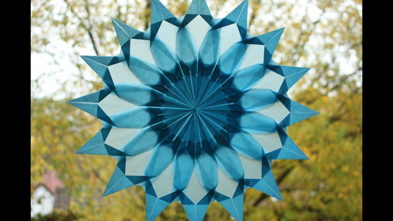 DIY Origami Transparentpapier Fenstersterne Weihnachtsdeko Anleitung Selber Basteln Paper Star