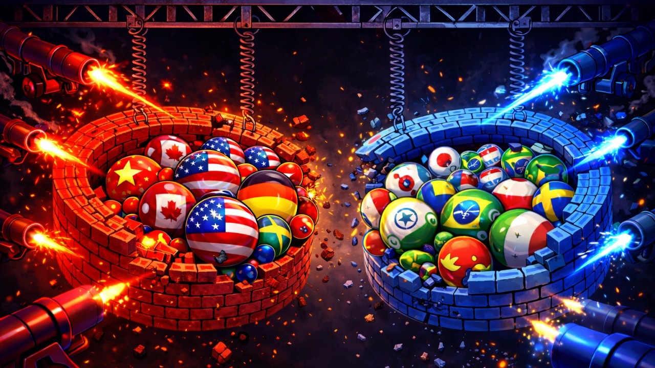 Worldwide Team Competition #7 - Marble Race Countries in Algodoo