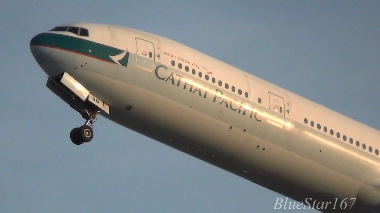 Cathay Pacific Airways Boeing 777-300 (B-HNO) takeoff from KIX/RJBB (Osaka - Kansai) RWY 06R