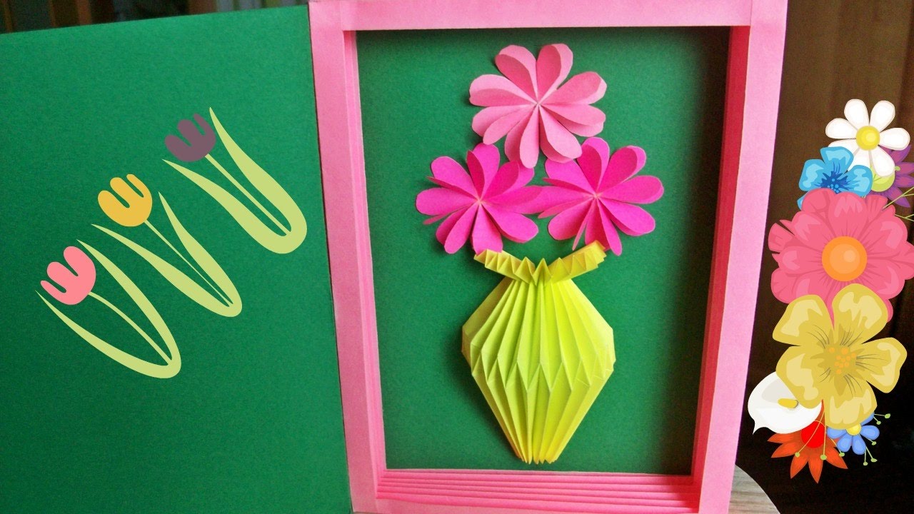 Handmade Greeting Card With Paper Vase For Birthday, Mother's Day Gifts Latest Desing Crafts