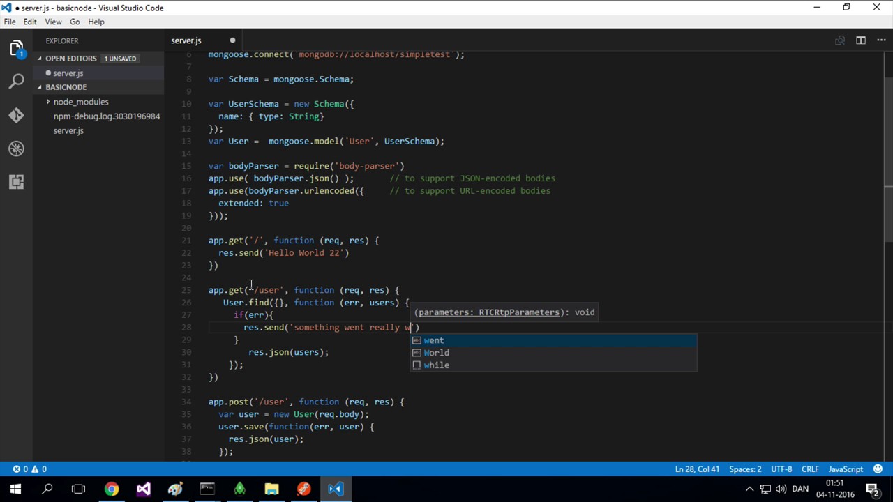 Use mongoose and Express to GET all Users from the MongoDB
