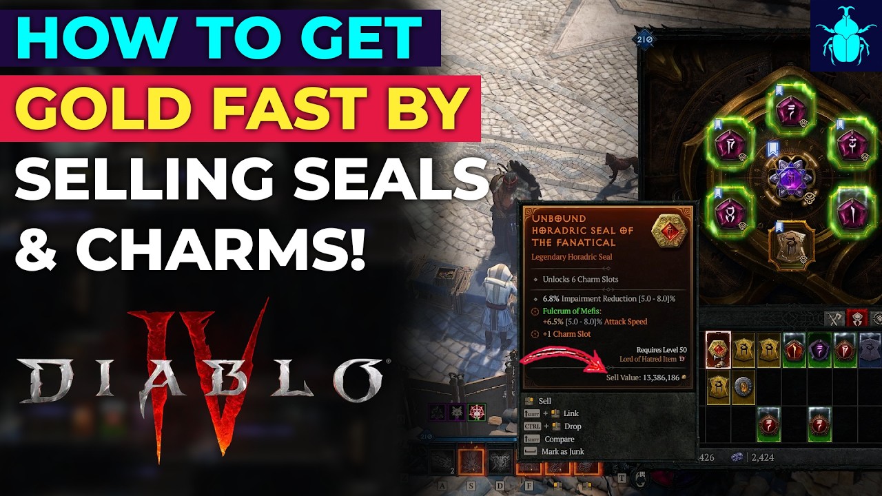 Diablo 4: Как быстро заработать золото, продавая печати и амулеты любому торговцу!