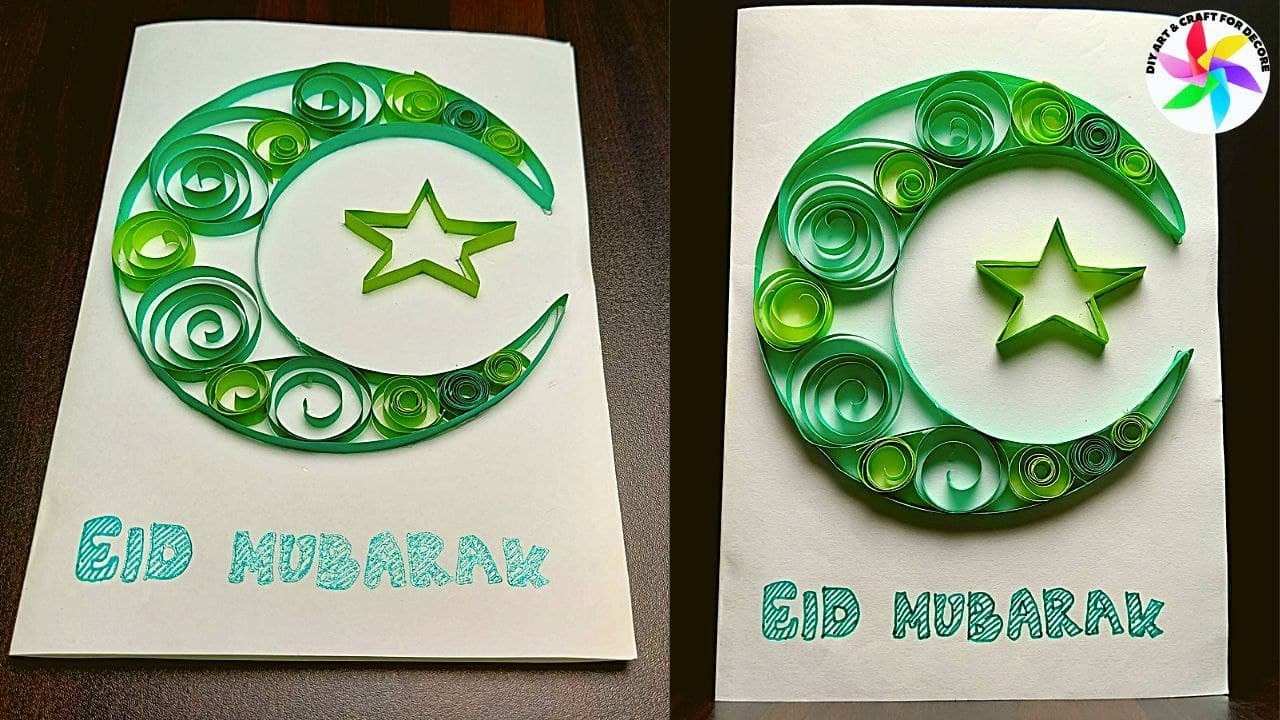 How to Make Quilled Eid Mubarak Greeting Card | Easy Eid Card DIY Tutorial | Zui Art and Craft