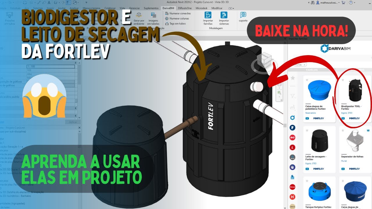 Como usar? Família de Biodigestor e Leito de Secagem Fortlev - Plug-in DarivaBIM para Revit