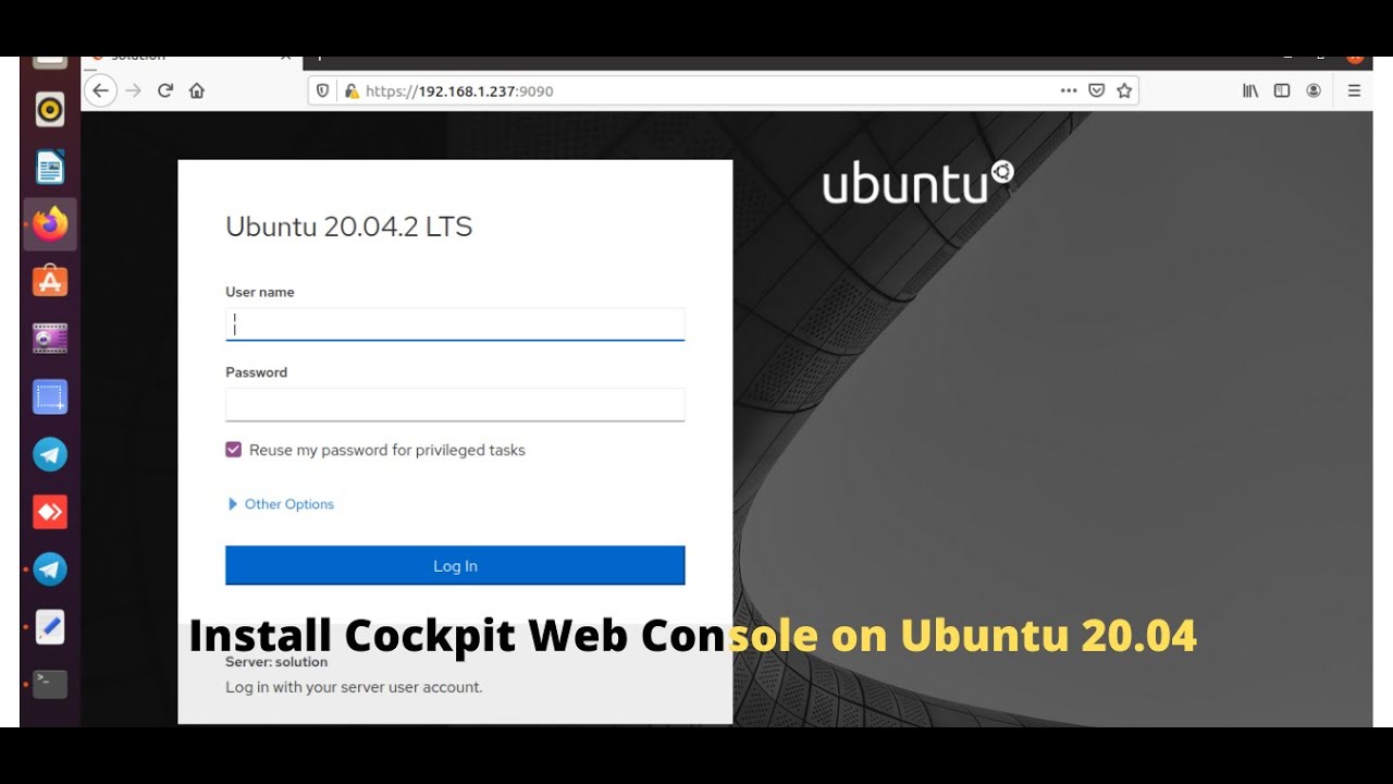 Install Cockpit Web Console on Ubuntu 20 04