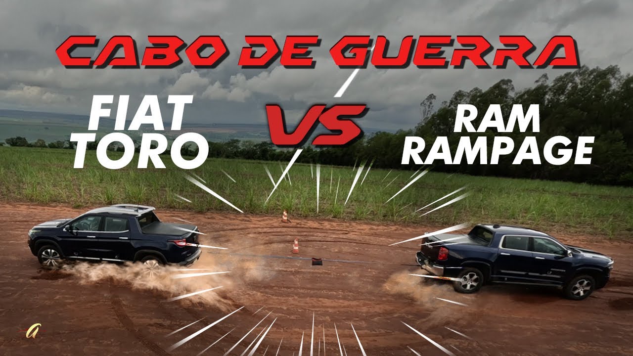 RAM RAMPAGE X FIAT TORO NO CABO DE GUERRA! Qual picape diesel puxa a outra na terra?
