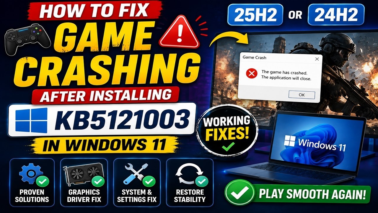 Fix Games Crashing After KB5121003 Update in Windows 11 25H2 & 24H2 | 2026