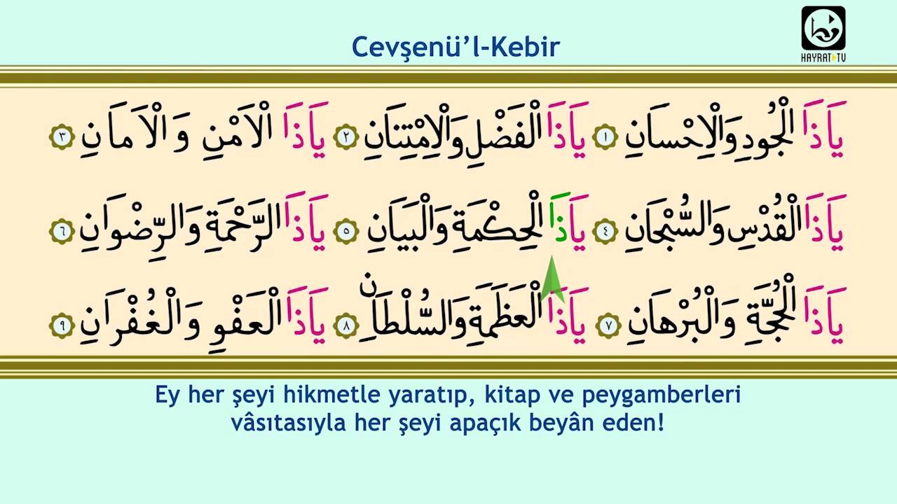 Cevşenü’l - Kebir ► Ahmed Hüsrev Altınbaşak hattı, Okuyan: Bünyamin Topçuoğlu