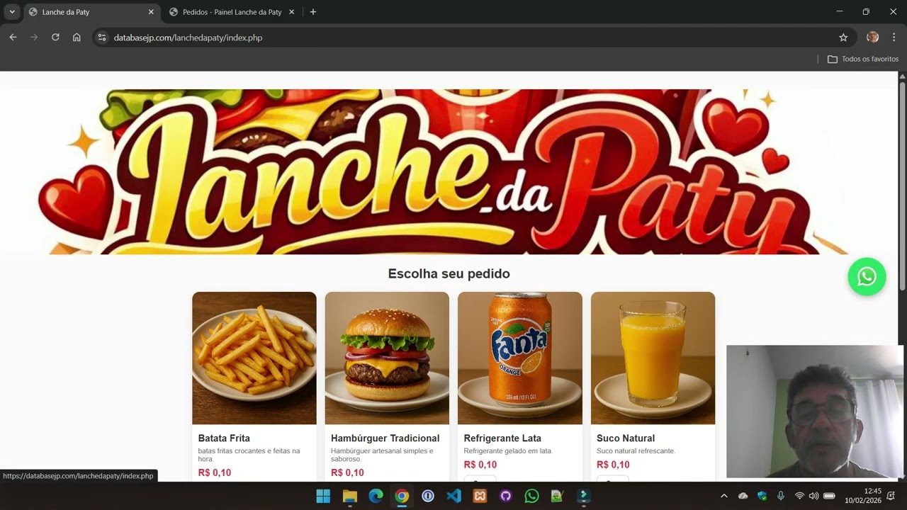 Página de Vendas e Painel de Gerenciamento