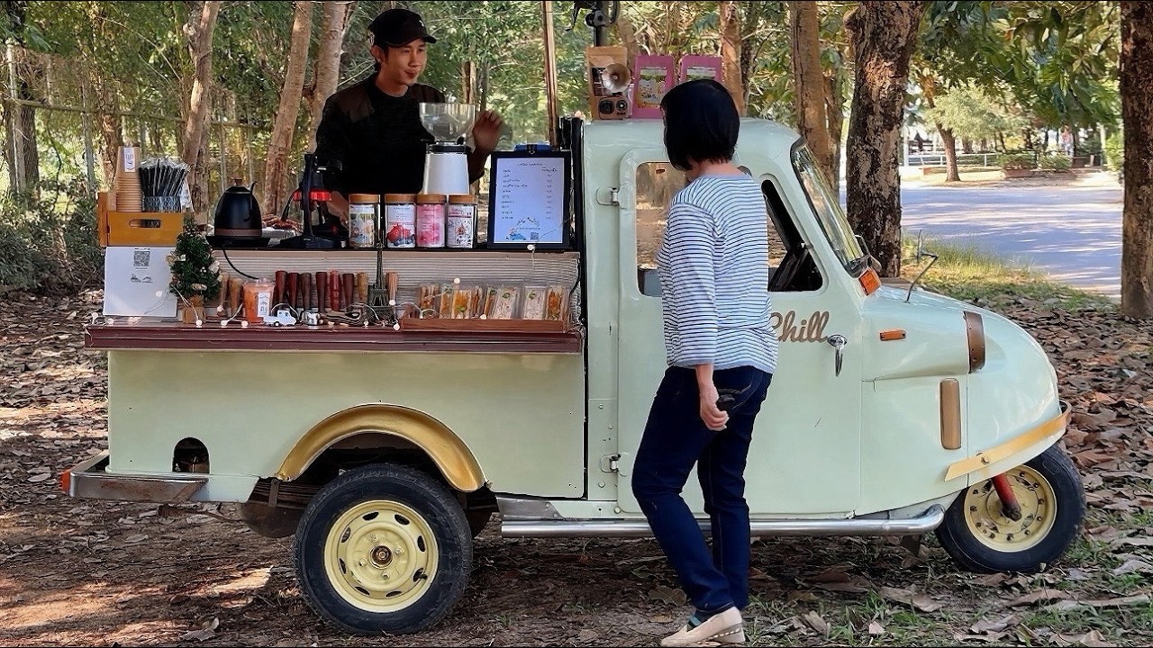 How He Started a Coffee Van With No Electricity | Off-Grid Barista DIY Work Living Relaxing ASMR 4K