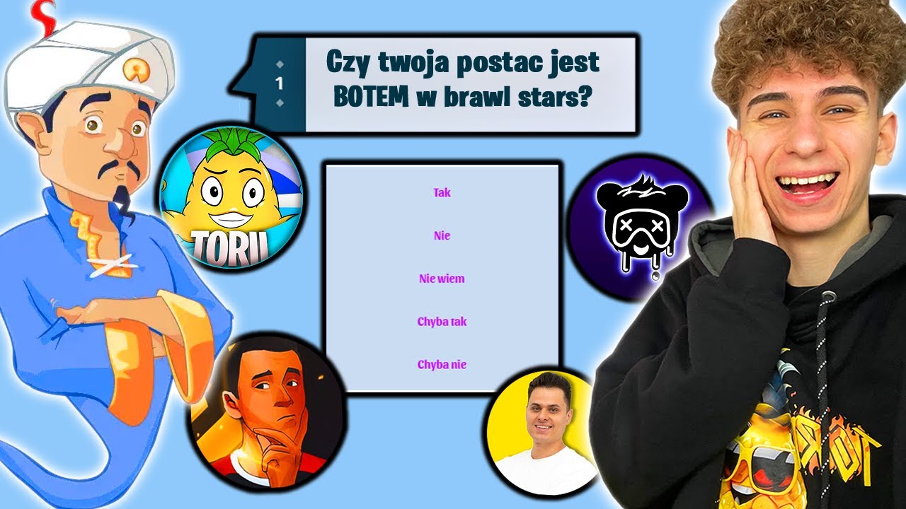 CZY AKINATOR ZNA POLSKICH YOUTUBERÓW Z BRAWL STARS?😂 Da mian, Torii, Farell, Panda...