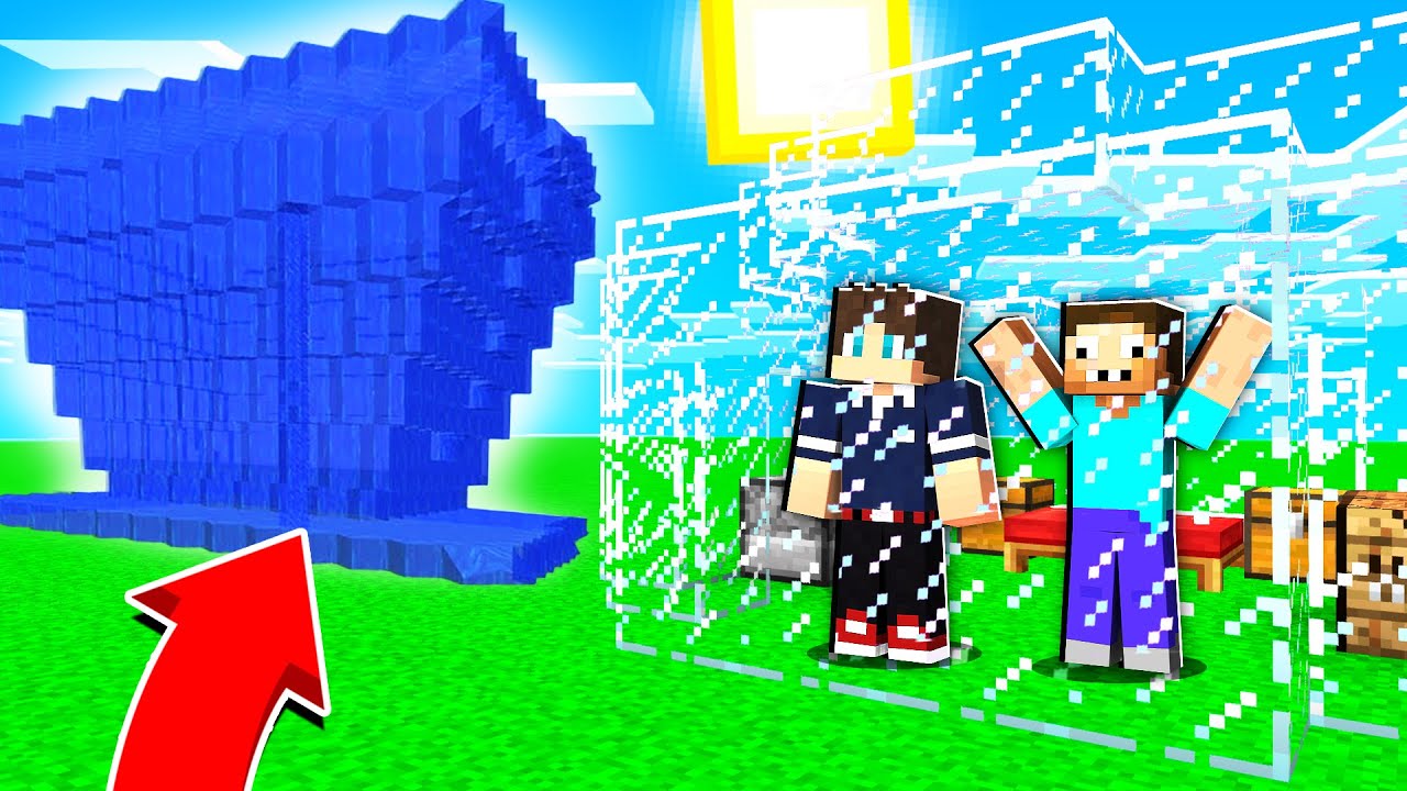 ДОМ ДВУХ ПРО ИЗ СТЕКЛА ПРОТИВ ЦУНАМИ В МАЙНКРАФТ 100% ТРОЛЛИНГ СТИХИЯ MINECRAFT МУЛЬТИК ХАРДИ