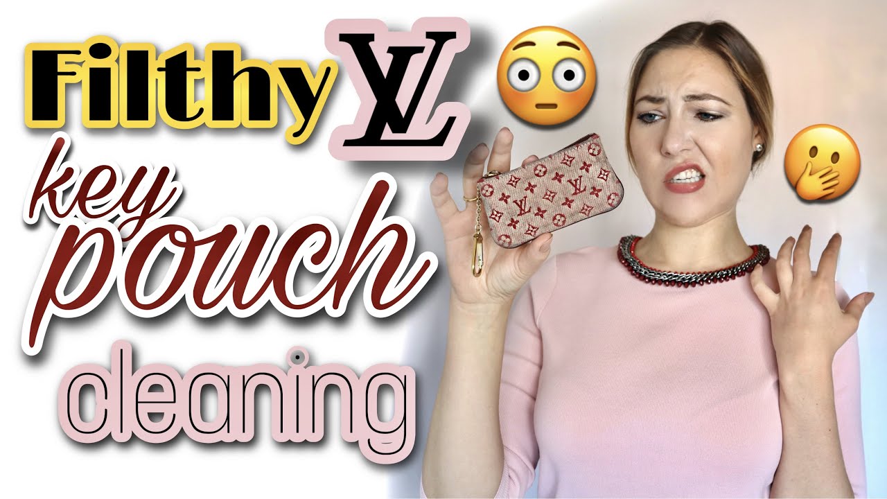 Louis Vuitton key pouch CLEANING | Beginners Bag Spa 🧼 | LV Mini Lin pochette cles Idylle fabric