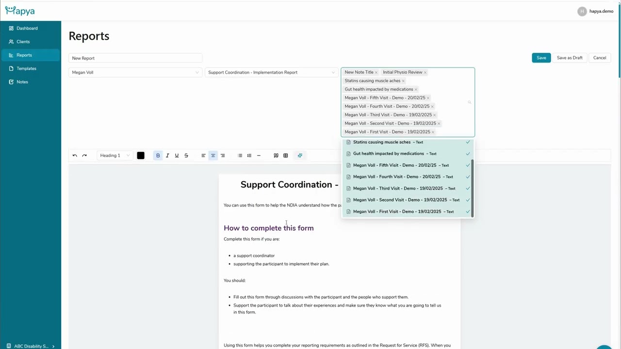 Hapya Step 6 Reports
