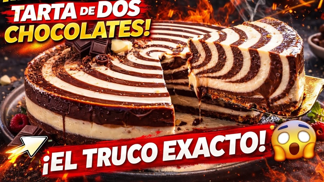 La TARTA CEBRA de DOS CHOCOLATES 🌀🔥 (SIN HORNO) | El TRUCO EXACTO para el efecto perfecto