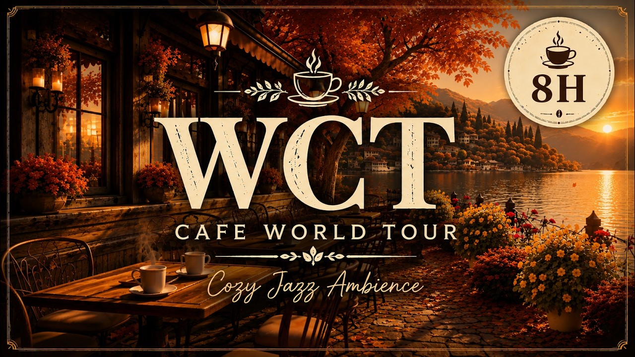 Autumn Lakeside Café ☕ Sleep Ambience & Cozy Jazz (8 Hours)