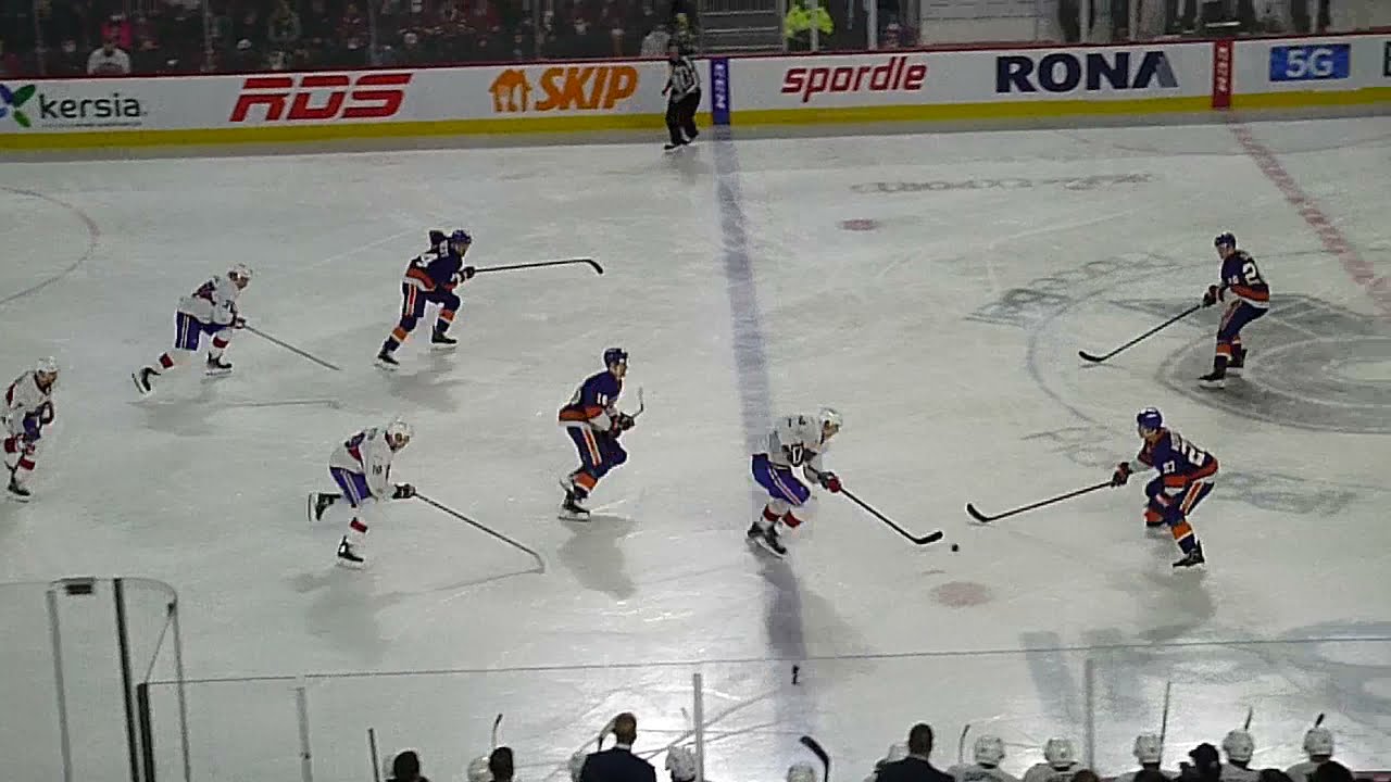 Laval Rocket's Louie Belpedio's huge hit sends Bridgeport Islanders' Chris Terry flying 11/12/21