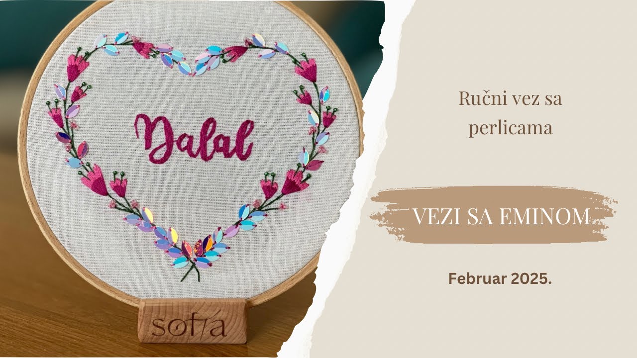 Ručni vez na đerđefu/vez cvijeća sa perlama Vezi sa Eminom