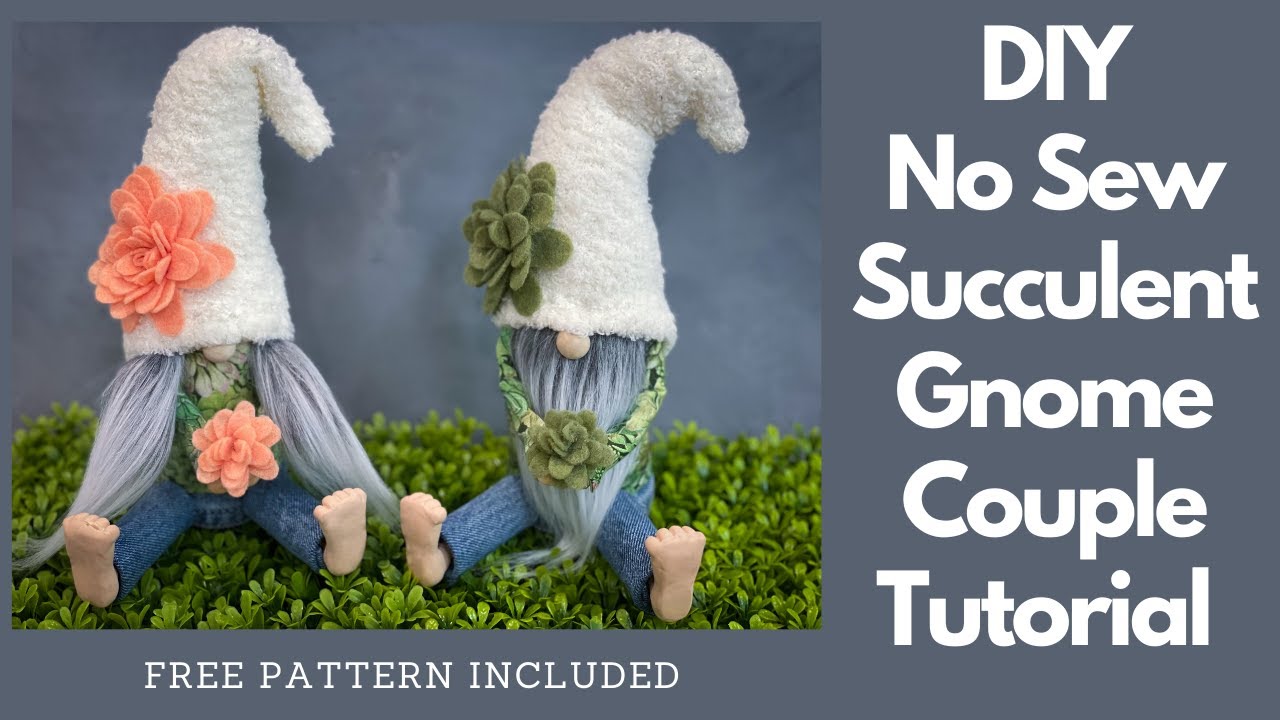 Couples Gnomes diy with Succulents/No Sew Gnome/Spring gnome/Sock gnome