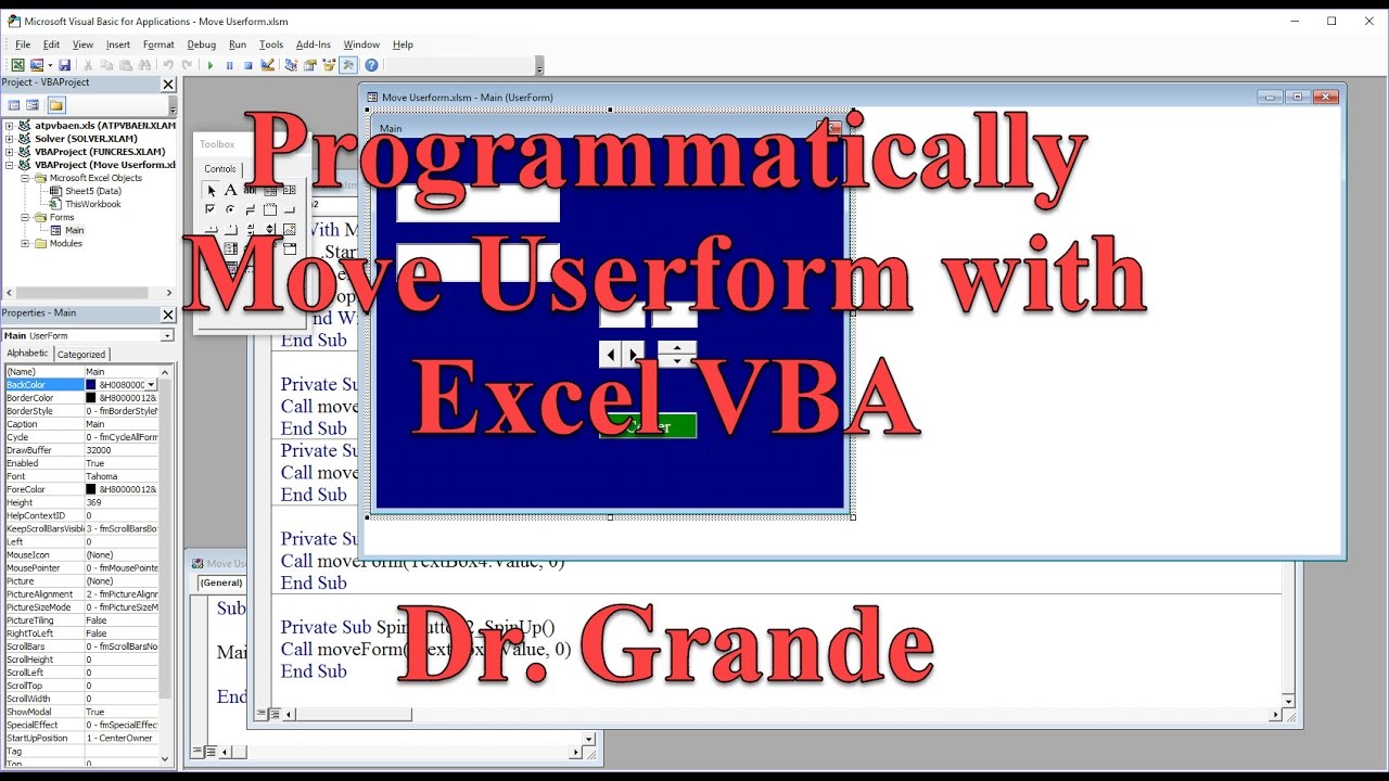 Programmatically Move a Userform with Excel VBA